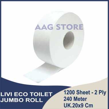 Tissue Livi Eco Toilet Jumbo Roll 1200 Sheets 2 Ply