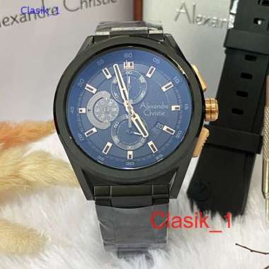 Original 100%!! Jam Alexandre Christie Pria AC 6654 AC6654 Black Dial Rose Garansi Resmi 1 tahun