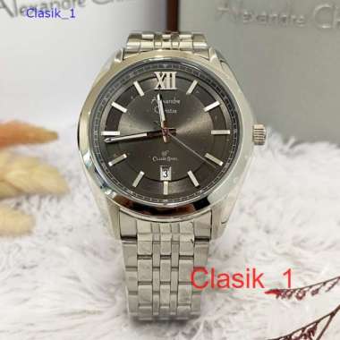 Original 100%!! Jam Alexandre Christie Pria AC 8690 AC8690 Silver Black Garansi Resmi 1 tahun