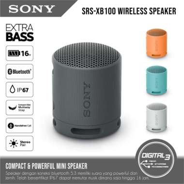 SONY SRS-XB100 Wireless Speaker Bluetooth Mini Bass Stereo Call IP67 Abu-abu