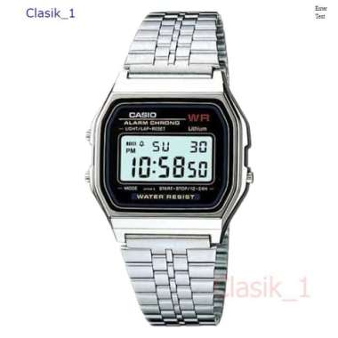 Original 100%!! Casio Retro A159W-N1DF Digital Dial Stainless Steel