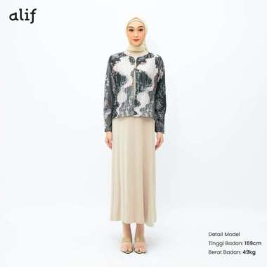 ALIF CARDIGAN PLEATS PLISKET MOTIF - FALLIN FLOWER COLLECTION Ash