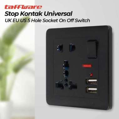 Stop Kontak Universal UK EU US 5 Hole Socket On Off Switch DZ-E2-11 T Colokan Listrik Staker Gepeng 