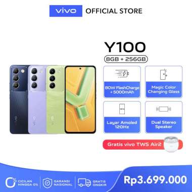[NEW] vivo Y100 (8/256) - Magical Color Changing, 80W FlashCharge, AMOLED 120Hz, Dual Stereo Speaker Hitam Onyx