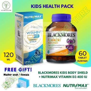 PAKET BLACKMORES KOALA KIDS BODY SHIELD 60 TABLET KUNYAH DAN NUTRIMAX VITAMIN D3 400 IU SYRUP 120 ML