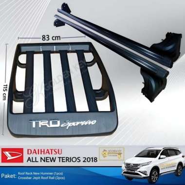 PAKET All New Terios 2018 Roof Rack New Hummer + Crossbar Jepit Roof Rail Rak Bagasi Atas Mobil TRD 