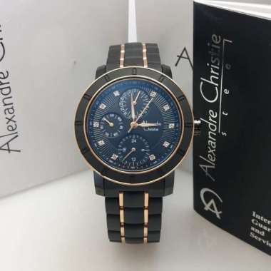 Jam Tangan Wanita Ceramic Alexandre Christie AC6292 AC 6292 Rosegold Black Original & Garansi