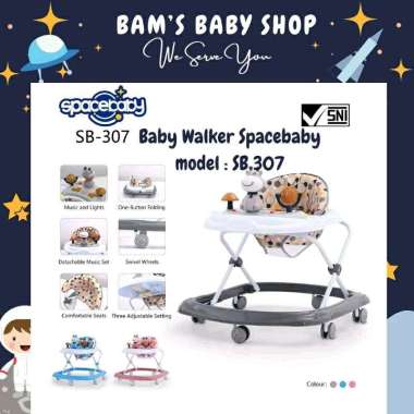 BABY WALKER SPACEBABY SB 307 / APOLO BAYI BANTU BELAJAR JALAN BISA DILIPAT KADO BAYI pink