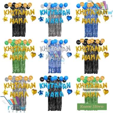 Paket Dekorasi Balon Backdrop Acara Tasyukuran Sunatan Khitanan Anak Silver-Biru