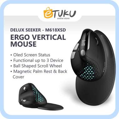 Delux Seeker M618XSD Black - Ergo Vertical Mouse