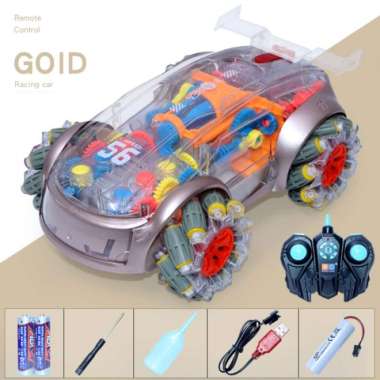 MAINAN MOBIL ANAK DASHER RC TRANSPARENT MUSIC AND LIGHT Gold