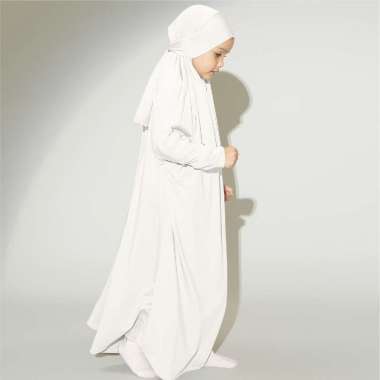 Lozy Hijab - Shameera Abaya Kids (Gamis Jersey Anak Lozy x Hamidah) 3-4 tahun Broken White