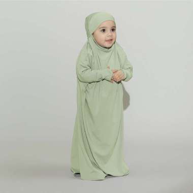 Lozy Hijab - Shameera Abaya Kids (Gamis Jersey Anak Lozy x Hamidah) 3-4 tahun Matcha