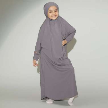 Lozy Hijab - Shameera Abaya Kids (Gamis Jersey Anak Lozy x Hamidah) 1-2 tahun Smoke