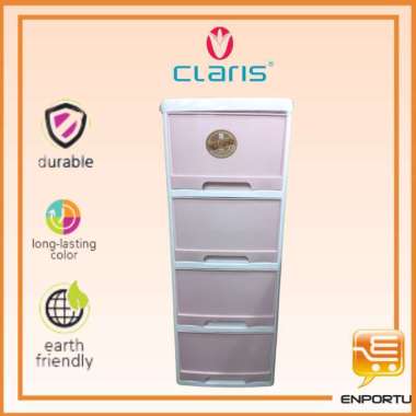 CLARIS Kabinet Princia 5343-4L RE - Lemari Plastik Susun / Lemari Kabinet Plastik Susun 4 Susun Ungu