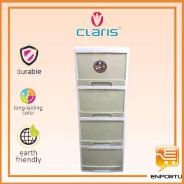 CLARIS Kabinet Princia 5343-4L RE - Lemari Plastik Susun / Lemari Kabinet Plastik Susun 4 Susun Hija