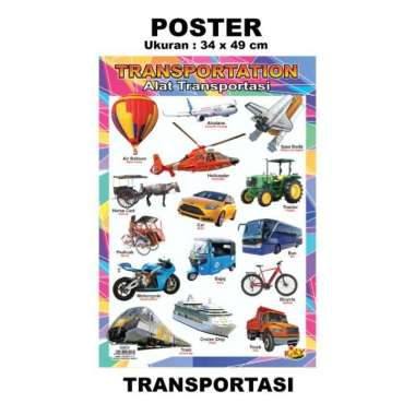 Kiky Poster Edukasi / Poster Pendidikan / Poster Belajar 34 x 49cm, Varian Transportasi