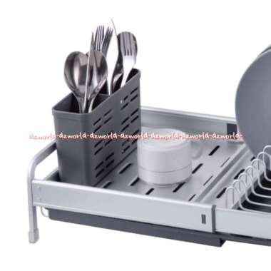 Master Space Dish Rack Grey Expandable Aluminium Rak Piring Warna Abu Bagian Bawah Bisa Ditarik Deng
