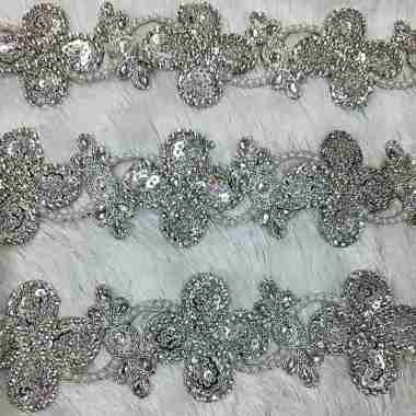 Renda India Bunga Payet Silver