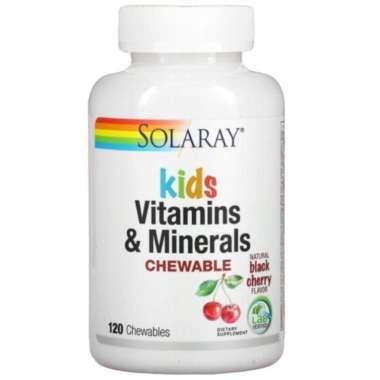 Solaray Kids Vitamins Mineral Multivitamin 120 Chewables Kunyah Cherry