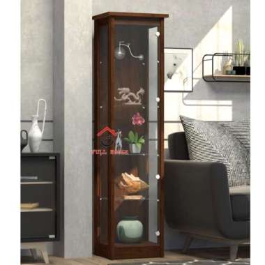 Lemari hias kaca rak tas lemari pajangan parfum mainan 1 pintu kaca Cokelat