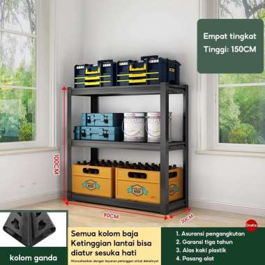 JP Rak Besi Siku 5 Susun Rak Besi Siku Kokoh R ⬛Besi 3L 90*30*100