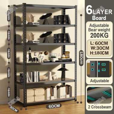 Rak Besi 56 susun Rak besi siku lubang Rak gudang 6Tingkat⬛60*30*180cm