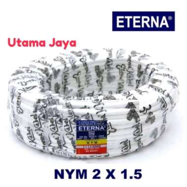 Kabel Listrik Kawat Tembaga Kabel Putih Isi 2 ETERNA NYM 2X1,5 50 Meter 1 Roll
