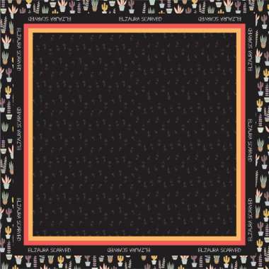 ELZAURA - KR10 HELIA Square 115 Cm Kerudung Hijab Segi Empat Motif Printing Laser Cutting Hitam