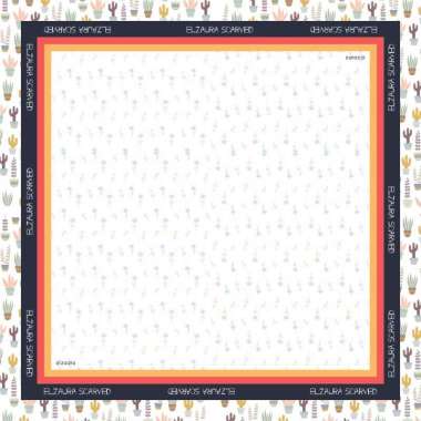 ELZAURA - KR10 HELIA Square 115 Cm Kerudung Hijab Segi Empat Motif Printing Laser Cutting Putih