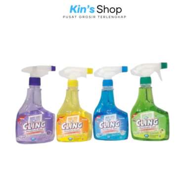 Cling Pembersih Kaca Botol Semprot 440ml Ocean (Biru)