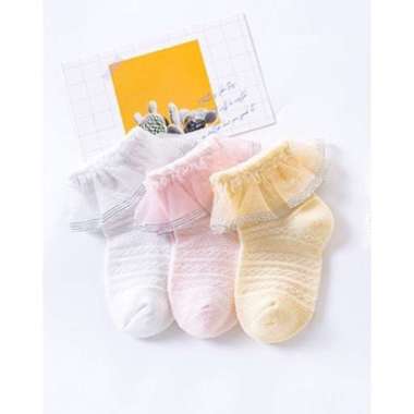 Kaos Kaki Renda Bayi Perempuan Katun Baby Socks S(0-6bulan Kuning