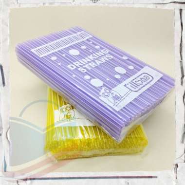 Sedotan Plastik ILLONA Tumpul Warna Warni - S01 Garis 80gr