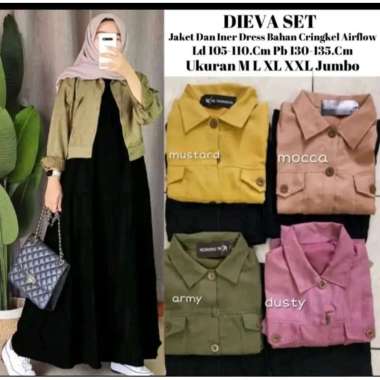 DIEVA SET | SETELAN WANITA REMAJA DEWASA | SET GAMIS OUTER Army