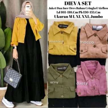 DIEVA SET | SETELAN WANITA REMAJA DEWASA | SET GAMIS OUTER Mustard