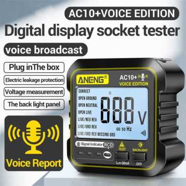 ANENG Smart Socket Tester Detector LCD Display EU Plug Voice Report