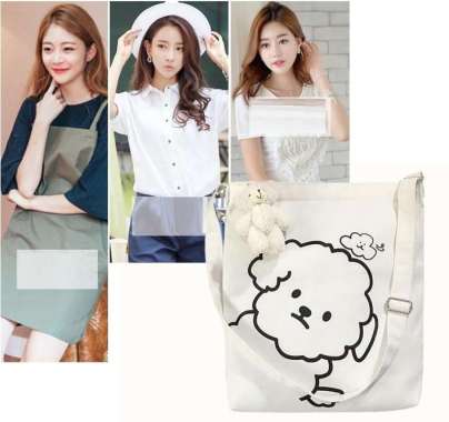 Tas Kanvas Cute Selempang Korean Bag Import Motif Lucu 621-8