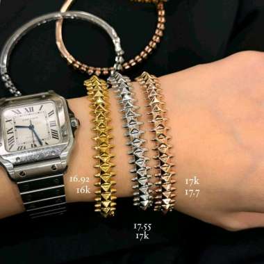 Gelang Bangle Motif Gerigi Warna Koleksi Josean Elegant Emas Asli Rose 17.7gr/750
