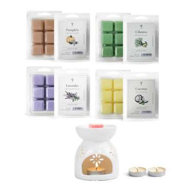 Pristine Tungku Aromaterapi + Wax Melt Cube Set ( 70gr x 4pcs ) - Lilin Aromaterapi - Soy Wax Candle