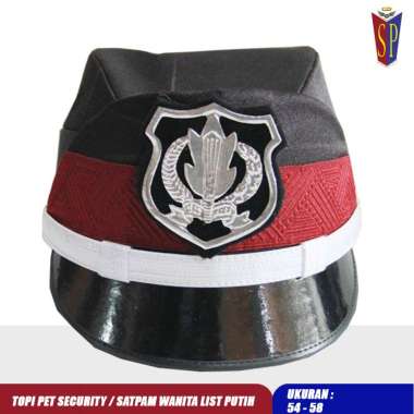 Topi Pet Satpam Wanita Coklat Lis Putih - Topi Pet Secwan Coklat 56 cm