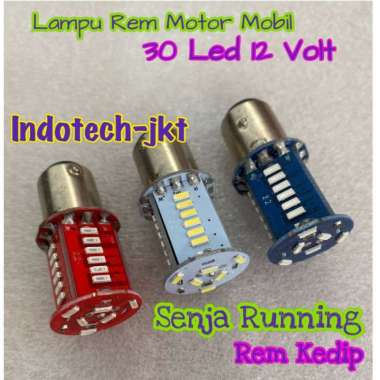 Lampu Rem Mobil Motor 12 Volt 30 Led Nyala Kedip Senja Nyala Running Biru