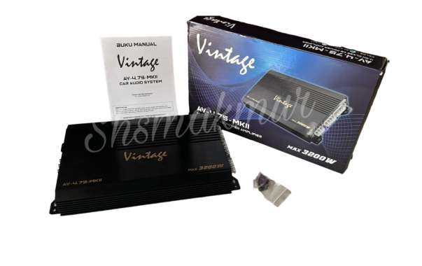 Power VINTAGE AV-4.75 MKII new series power amplifier 4 channel mosfet Hitam