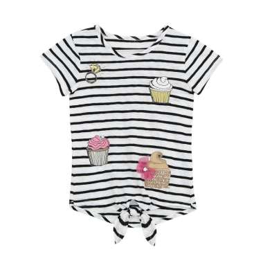 TORIO Basic Stripe With Cup Cake - Kaos Anak - Atasan Anak Perempuan 6-7 tahun