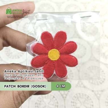 PATCH BORDIR MOTIF BUNGA (GOSOK) Merah Melati