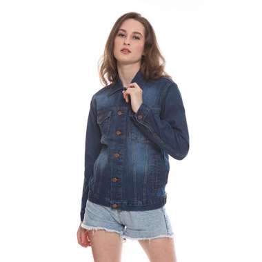 2Nd RED Basic Jaket Jeans Wanita - Biru Dengan Aksen Spray 292004 S