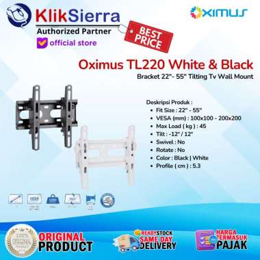 BRACKET TV LED LCD MONITOR 22" - 55" OXIMUS TL220 WHITE WALL MOUNT TILT