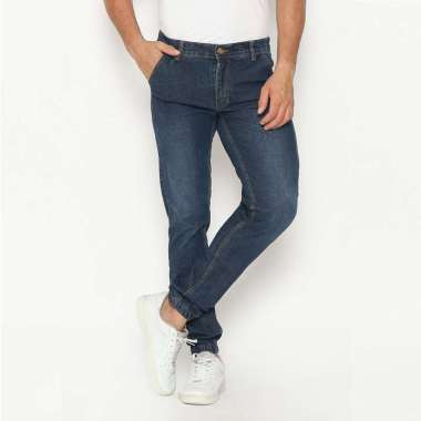2nd RED Celana Jogger Jeans Katun Denim Stretch Biru Tua 142304 L