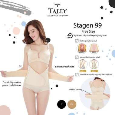 [TOMS] TALLY 99 (1pcs) Stagen Korset Pelangsing Pengecil Perut Stagen Tally 99 Hitam XL