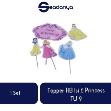 Topper HB Isi 6 Princess TU 9/Topper Princess/Aksesoris Kue Tart/Hiasan Kue/Hiasan Tart/Aksesoris Ku