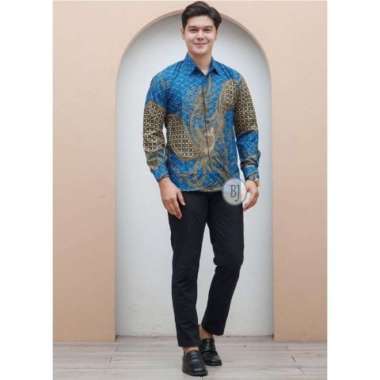Kemeja Batik Navy Seragam Nikahan Biru Navy Baju Kerja Batik Pria Navy kode h M